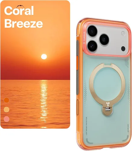Vista 9 de TORRAS Ostand Q3 Air - Funda para iPhone 17 Pro con soporte magnético de 360°, compatible con MagSafe, probada contra caídas de grado mil, botón