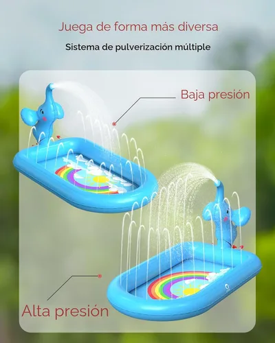 Vista 6 de QPAU Almohadillas de salpicaduras para niños pequeños de 1 a 3 años, tapete de juguete de elefante azul para niños, tapete de juego al aire libre