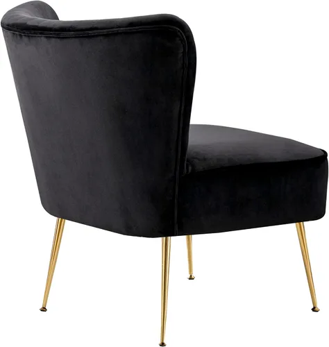 Vista 6 de WO Home Furniture - Silla decorativa de terciopelo copetudo de 25 pulgadas de ancho con patas de metal dorado resistentes a la corrosión, asiento