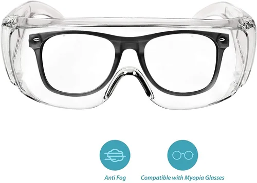 Vista 2 de Gafas de seguridad antivaho paquete de 3 – Gafas de protección envolvente para laboratorio, construcción, enfermeras Resistente a los arañazos