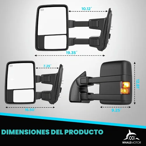 Vista 8 de Espejos de remolque con calefacción eléctrica ahumada compatibles con Ford Super Duty (2008-2016), espejos laterales de remolque extendidos
