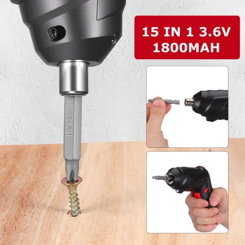 Vista 4 de Destornillador inalámbrico recargable con luz LED, taladro manual eléctrico compacto con carga USB, mango ergonómico para montaje de muebles