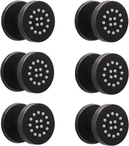 Vista 26 de HOMEDEC Cabezal de ducha redondo de latón de 2 pulgadas, para masaje, spa, soporte de pared, 4 piezas, negro mate