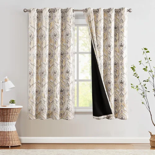 Vista 41 de jinchan Cortinas de lino texturizadas para oscurecer la sala de estar, 54 pulgadas de largo, cortinas de medallón para dormitorio, tratamientos