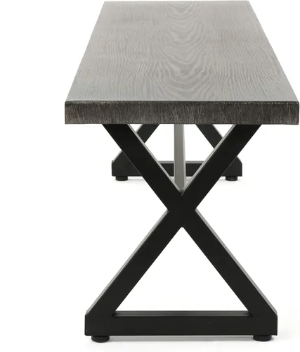 Vista 3 de Christopher Knight Home Rolando - Banco de comedor de aluminio para exteriores con marco de acero, gris/negro