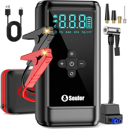 Vista 9 de 7000A Jump Starter with Air Compressor Car Jumper Starter Portable 7000A with Eva Bag