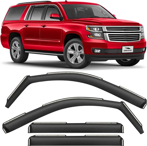 Vista 12 de Voron Glass Protectores de lluvia extra duraderos con cinta adhesiva para Chevrolet (Chevy) Silverado 2500HD/3500HD 2007-2014 cabina extendida Negro