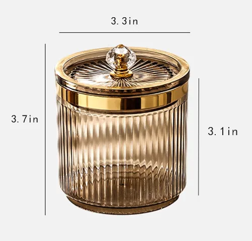 Vista 2 de Plástico algodón hisopo bola Pad Pad Holder Floss Organizer Box Clear Container Dispenser-Amber