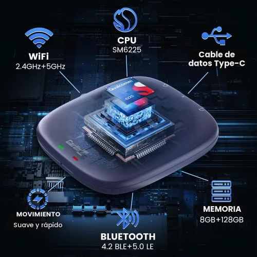 Vista 6 de CarlinKit AI Box CPC200-Tbox Adaptador inalámbrico CarPlay y Android Auto Wired CarPlay to Wireless, Android 13.0 System, Netflix YouTube TikTok