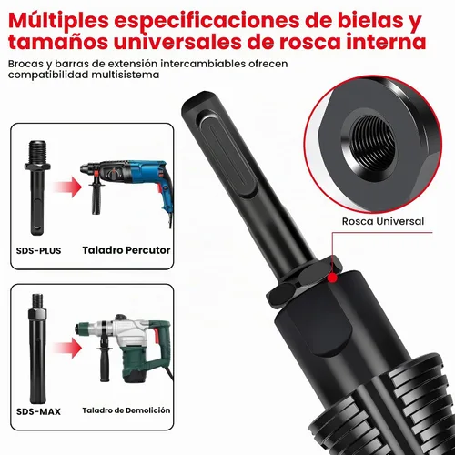 Vista 5 de Juego de brocas divisoras de troncos de leña de alta calidad con diseño desmontable, cono de tornillo de división de madera resistente de 1.97