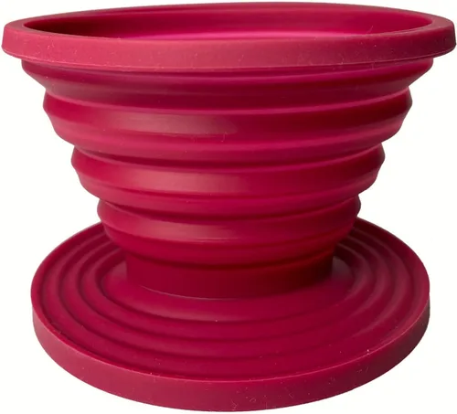 Vista 5 de Attsky Gotero de café plegable para café de campamento, soporte de filtro de café de silicona reutilizable para acampar rojo Reusable Silicone