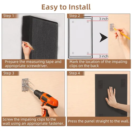 Vista 5 de FAHKNS Paneles de pared acústicos absorbentes de sonido: 48 "x24" x 2 "paneles de pared insonorizados de fibra de vidrio, paneles de aislamiento