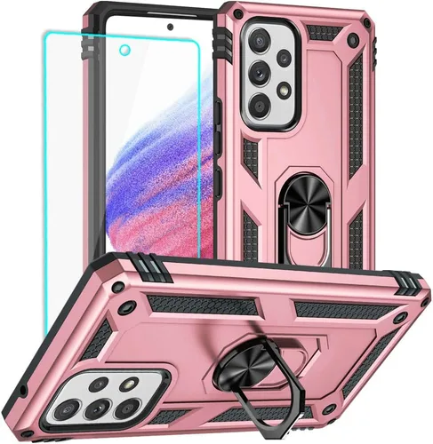 Vista 25 de Yiakeng Funda para Samsung A52, Galaxy A52 con protector de pantalla HD, fundas protectoras de grado militar con anillo para Samsung Galaxy A52 5G