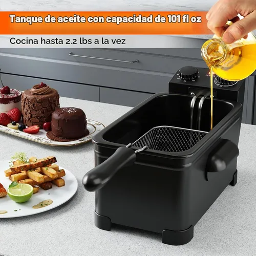 Vista 2 de DORTALA - Freidora eléctrica de 3 litros con canasta, 1700 W