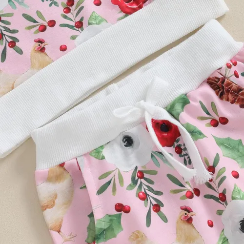 Vista 6 de Conjunto de Pascua para bebé, niña, niño, sudadera con cuello redondo y diseño floral de conejito