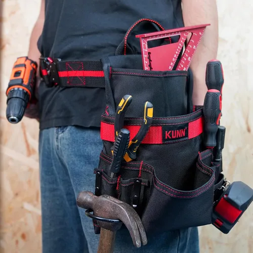 Vista 5 de KUNN 10-Pocket Carpenter Tool Pouch,Adjustable 2-Inch Belt Heavy Duty Construction,Hammer Holder and Tape Measure Clip