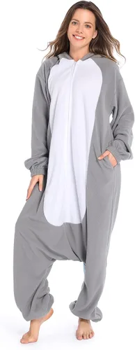 Vista 2 de DELEY Unisex Elephant Costume Adult Onesie, One Piece Pajamas, Halloween Cosplay Costumes Homewear Jumpsuit