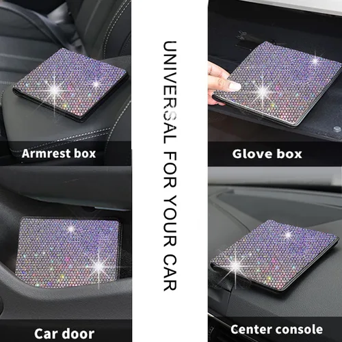 Vista 4 de Soporte para documentos de registro y seguro de automóvil con diamantes de imitación brillantes, diamantes artificiales con purpurina, elementos