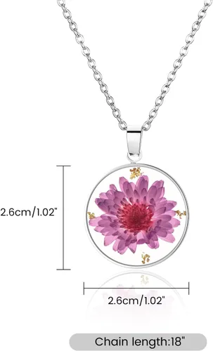 Vista 78 de Pressed Flower Necklace Gift for Women Personalized Handmade Necklaces Birth Flower Necklace