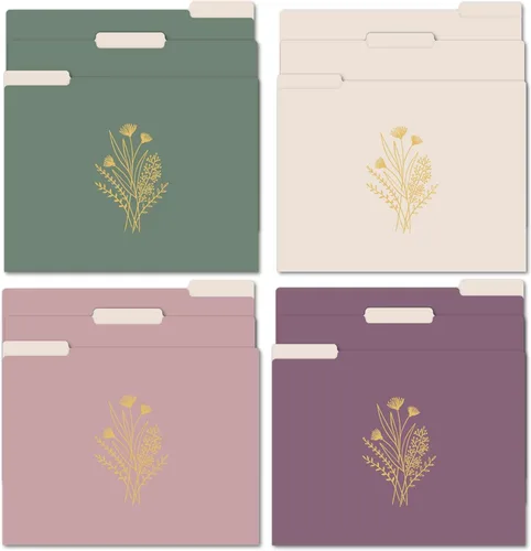 Vista 11 de bloom daily planners Carpetas decorativas para archivos, juego de seis organizadores de tamaño carta (8.5 x 11 pulgadas), pestañas de corte de 1/3