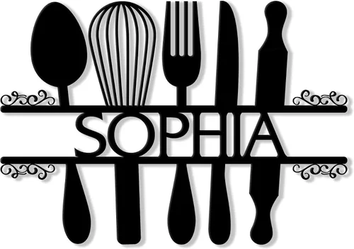 Vista 10 de Personalized Kitchen Chef Metal Sign – Custom Chef Name Wall, Kitchen, Restaurant, Dining Room, Patio, Home, or Bistro Decor – Gift for Mom, Wife