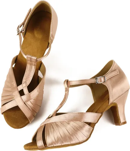 Vista 6 de Yokala Women Ballroom Dance Shoes for Social Performance Professional Latin Salsa Practice Dancing Sandals 2.5" Heel