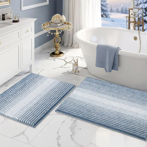 Vista 105 de BSICPRO Tapetes de baño de felpilla, 20 x 32 pulgadas, antideslizantes, absorbentes, suaves, peludos, para baño, lavables a máquina (salvia)