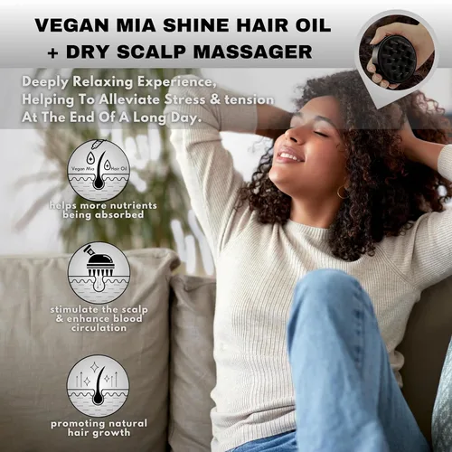 Vista 6 de Aceite de romero orgánico USDA para el crecimiento del cabello con ricino, jojoba y más de Vegan Mia para nutrición intensa y tratamiento