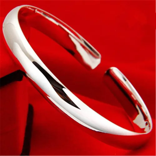 Vista 2 de Pulseras de plata de ley para mujer, joyería de moda, simple, ajustable, de plata 925, para mujeres, mamá, esposa, San Valentín, regalo del día