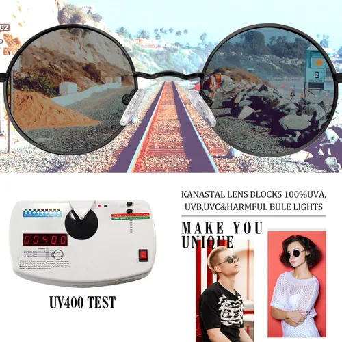 Vista 61 de KANASTAL Gafas de sol redondas polarizadas para mujeres y hombres, estilo hippie con protección UV400