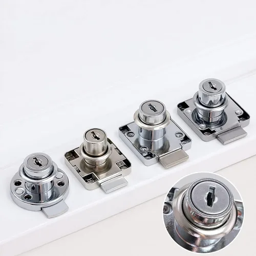 Vista 5 de Cerradura de cajón con leva cilíndrica, cerradura de hardware para muebles, acero laminado en frío 101-22, cerradura de armario de escritorio