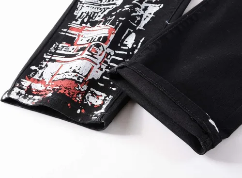 Vista 5 de Jeans ajustados para hombre, pantalones de mezclilla elásticos rasgados