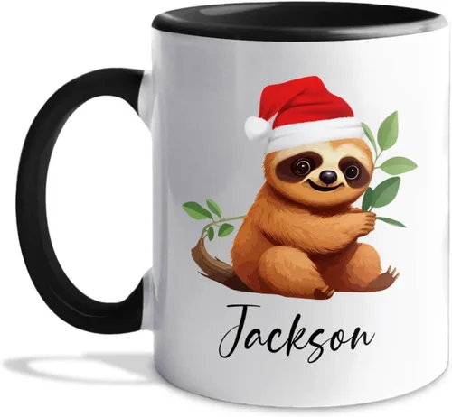 Vista 36 de Taza de café de Papá Noel con nombre personalizado – Taza de Papá Noel personalizada, 11 onzas y 15 onzas, bonita taza de cerámica blanca regalo