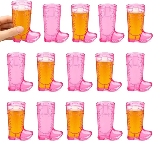 Vista 13 de SAIAOKJ Vasos de Chupito en Forma de Bota de Vaquero, 12 Piezas de 1 Onza Vasos de Chupito Mini de Plástico en Forma de Bota, Vasos de Plástico