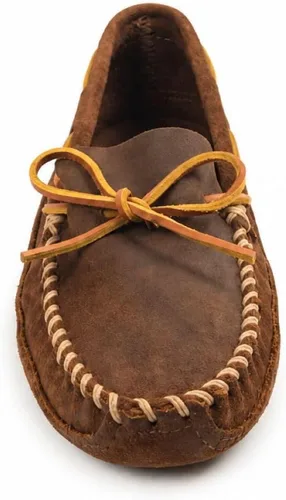Vista 7 de Minnetonka Suela de cuero suave de doble fondo para hombre Marrón Ruff