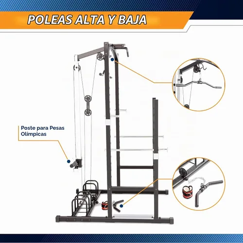 Vista 5 de Marcy Strength Training Home Gym Cage with Pulley System for Weightlifting, Bodybuilding, Full Body Workout Equipment for Home Exercise