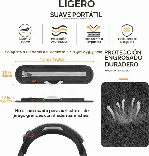 Vista 2 de Funda universal de repuesto para diadema de auriculares, funda de cojín para diadema compatible con Sony, Bose, Beats, JBL Protector de banda
