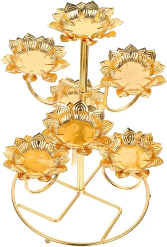 Vista 2 de Portavelas de yoga de Buda de flor de loto - Candelabro de acero para decoración del hogar