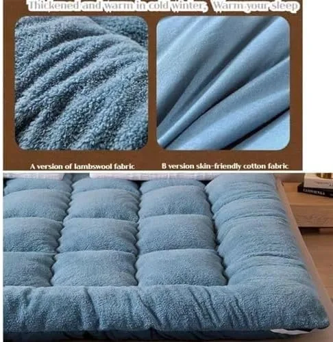 Vista 5 de Colchón de futón japonés de felpa gruesa, diseño plegable y enrollable de 4 pulgadas, sofá cama convertible portátil y almohadilla para dormir