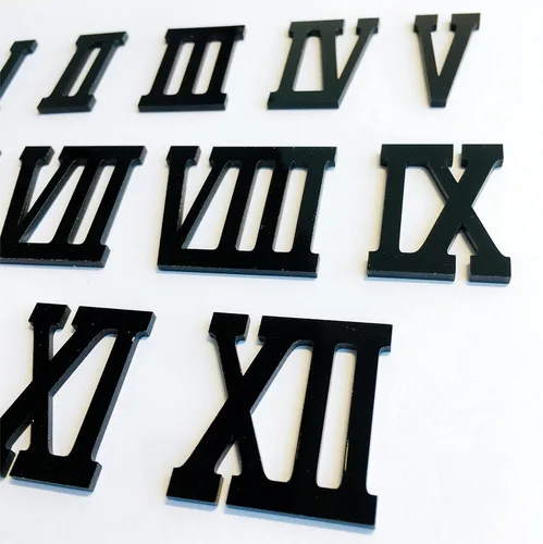 Vista 3 de Phocaea Juego de 12 piezas de números acrílicos con espejo romano para bricolaje un reloj de pared (negro)
