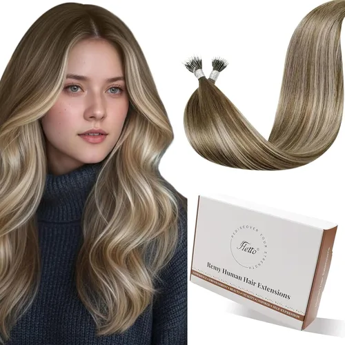 Vista 77 de 【Descuento】Hetto - Extensiones de cabello con cinta adhesiva, 40g, extensiones de cabello humano, color rubio ceniza oscuro degradado a rubio medio