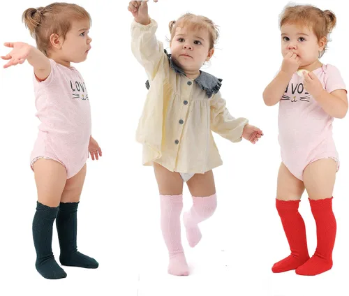 Vista 8 de EPEIUS Calcetines altos hasta la rodilla para bebés y niños pequeños (paquete de 3/5)