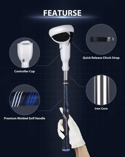 Vista 2 de Amavasion VR Golf Club Handle Accessories Compatible with Meta Oculus Quest 2 Enhance Immersive VR Game Experience BlackBlue