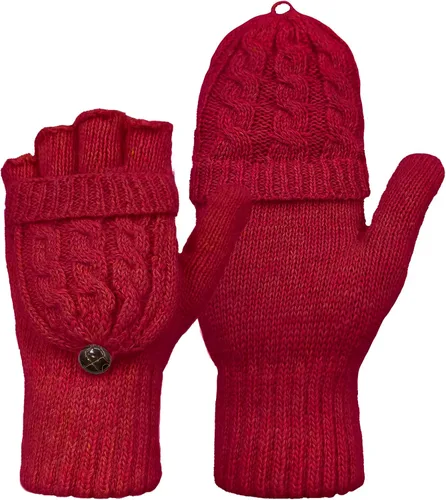 Vista 47 de Beurlike Guantes de invierno para mujer, de lana cálida, a prueba de viento, convertibles, sin dedos