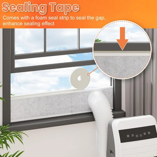 Vista 7 de GCGOODS Kit de sellado de ventana de aire acondicionado portátil con paneles de espuma aislados, kit de Ven de ventana de CA ajustable con protector