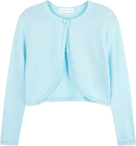 Vista 9 de Bolero de manga larga con brillo para niñas, cardigan con cierre de botón, de punto, para niñas de 3 a 12 años Negro