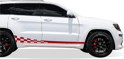Vista 6 de Adhesivo adhesivo de vinilo lateral ondulado acabado a rayas compatible con Jeep Grand Cherokee 2011-2017 (Negro)