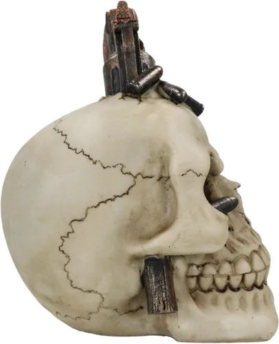 Vista 6 de Ebros Gift Figura de vaquero occidental con pistola y balas, figura de 6.75 pulgadas de alto, estatua de esqueleto del oeste salvaje para decoración