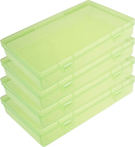 Vista 16 de 12 cajas de plástico rectangulares de plástico, contenedores organizadores vacíos con tapas con bisagras para objetos pequeños y otros proyectos
