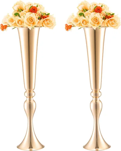 Vista 10 de VEVOR Centro de Mesa de Boda de Metal Dorado, Candelabro, 20 Piezas 58cm/22.83